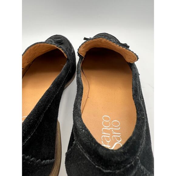 Franco Sarto Suede Loafer Womens 8.5 Black Tassel Dark Academia Preppy Corpcore - Picture 6 of 10